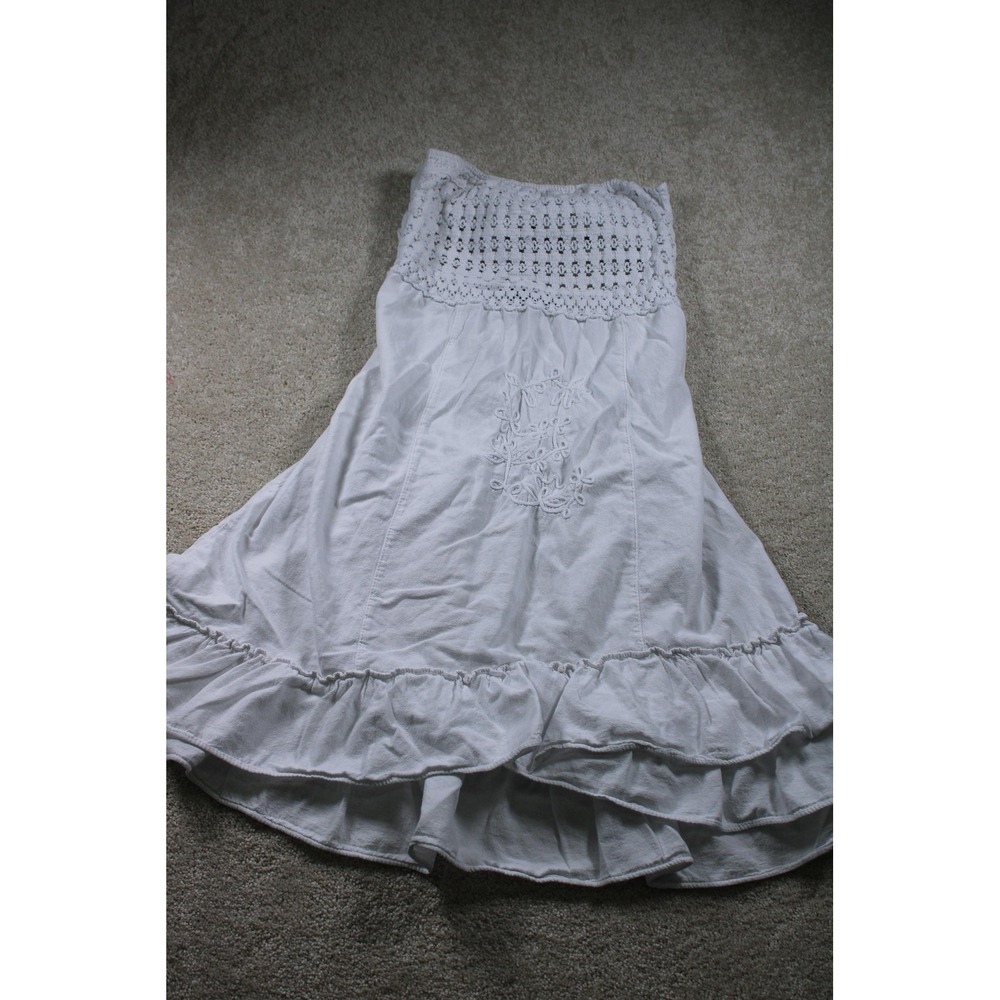 Atocam Dress Womens Medium Embroidered Crochet Strapless Ruffle Boho‎ Festival